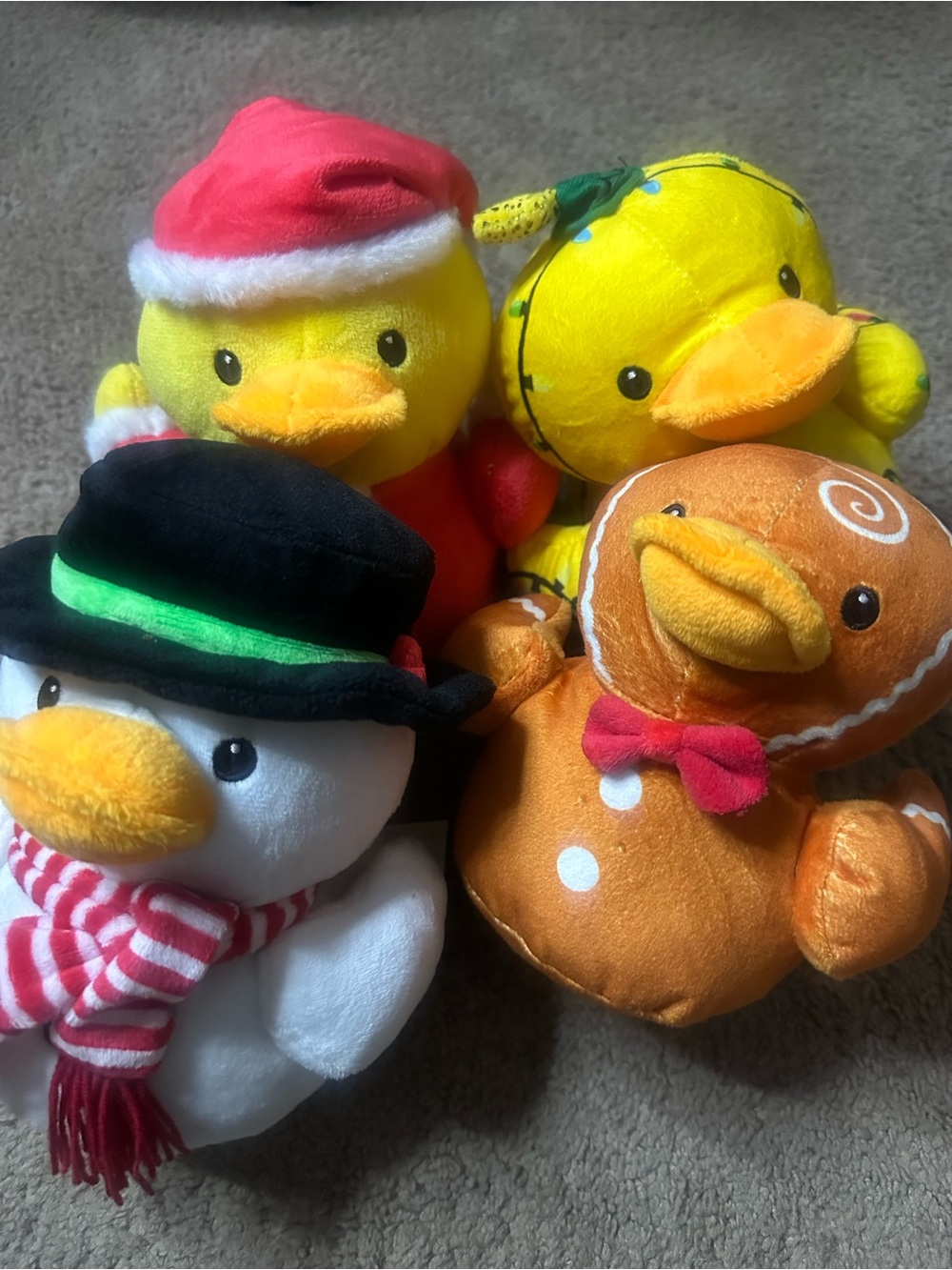 Holiday Plush Duck Toy Set - Yellow, White, Orange, Red